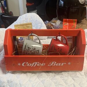 Coffee Bar Gift Set with Red and Gray Mugs